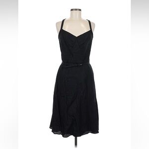 LOFT Black Midi Dress with Belt